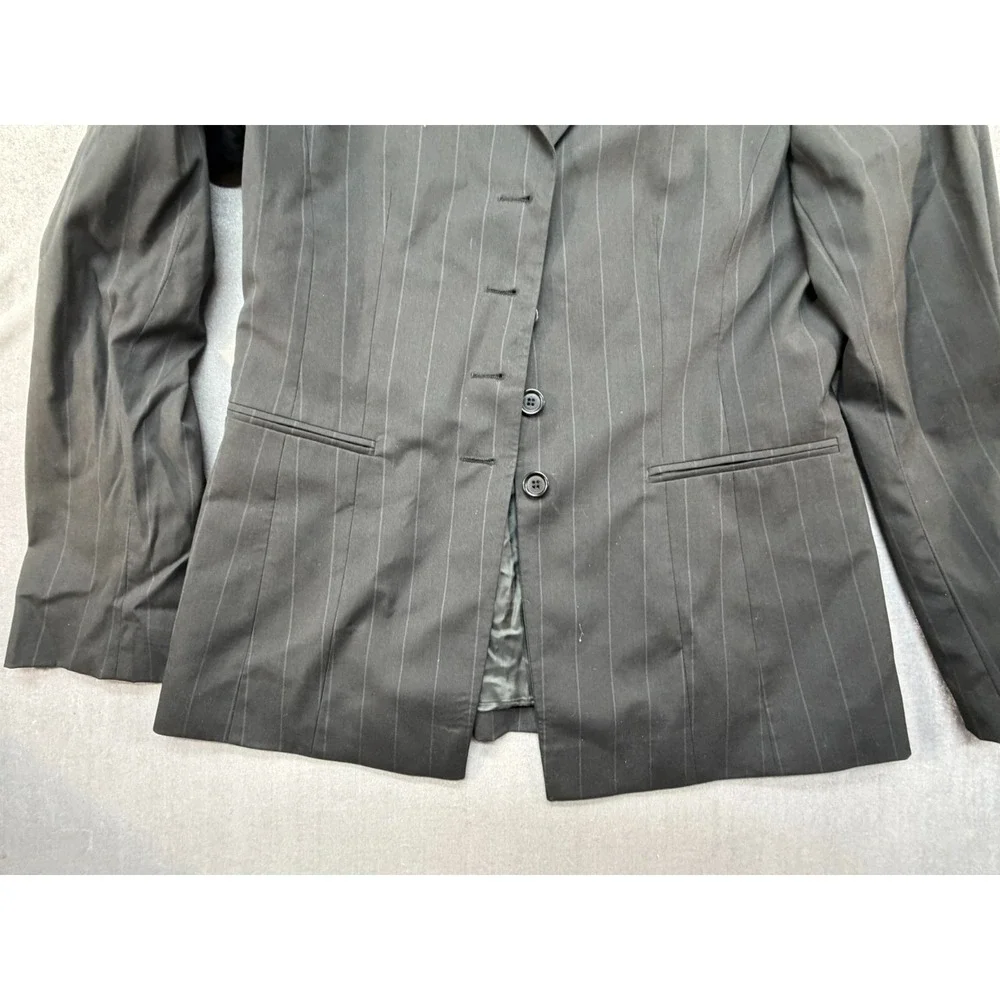 Studio Milano Men Blazer 100% Virgin Wool Size 46 Gray Pin Stripe 4‎ Button